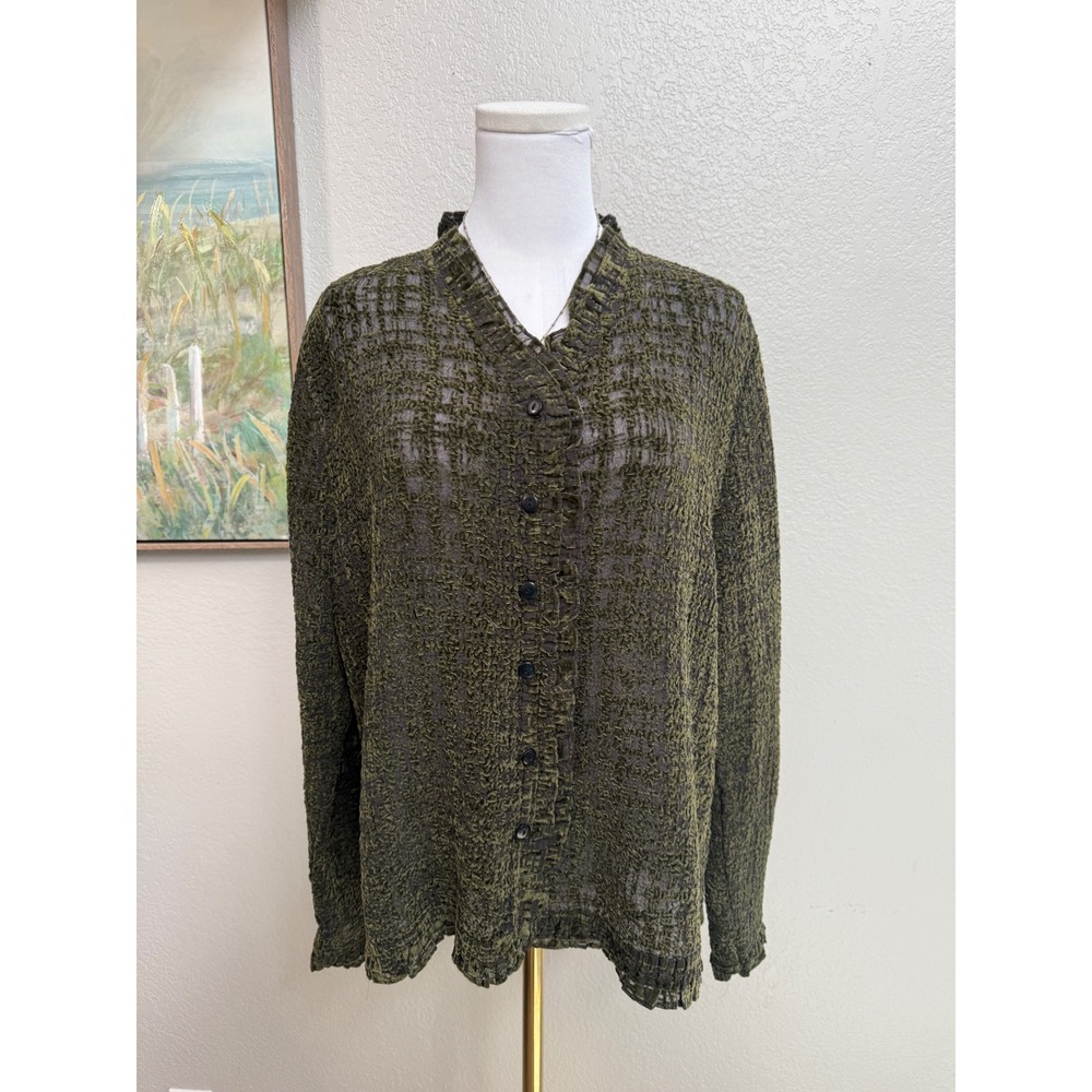 Olive‎ textured cardigan boho button up